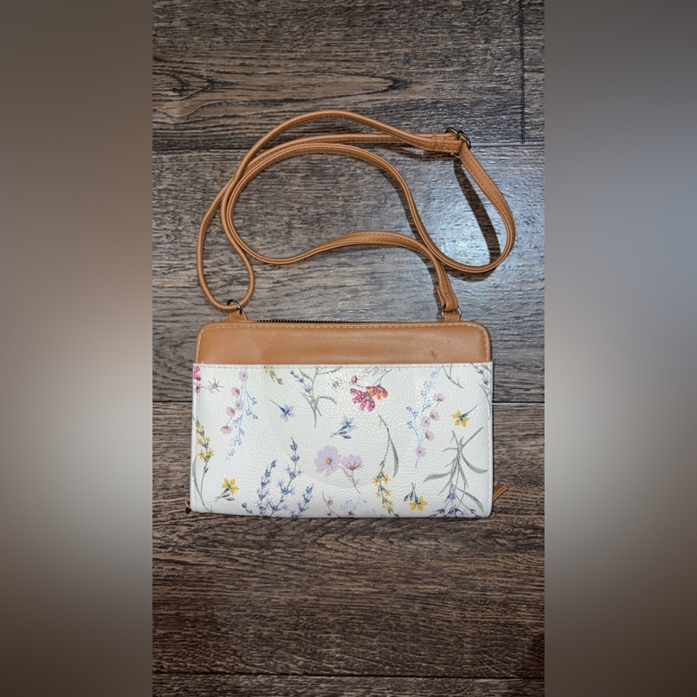 Floral Tan Crossbody Bag